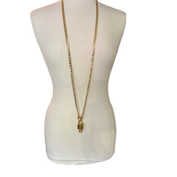 Authentic Louis Vuitton brass lock and key with 2 non-LV chains - Picture 3 of 14